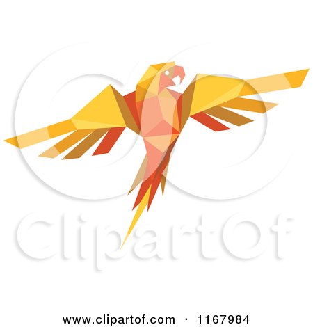 Clipart of an Orange Origami Paper Parrot - Royalty Free Vector Illustration by Vector Tradition SM
