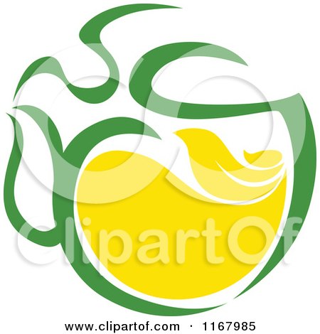Clipart of a Green Tea Cup with Lemon and Leaves 8 - Royalty Free Vector Illustration by Vector Tradition SM