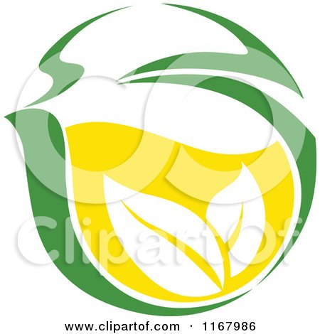 Clipart of a Green Tea Cup with Lemon and Leaves 9 - Royalty Free Vector Illustration by Vector Tradition SM