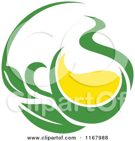 Clipart of a Green Tea Cup with Lemon and Leaves 6 - Royalty Free Vector Illustration by Vector Tradition SM