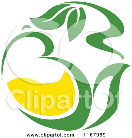 Clipart of a Green Tea Cup with Lemon and Leaves 7 - Royalty Free Vector Illustration by Vector Tradition SM