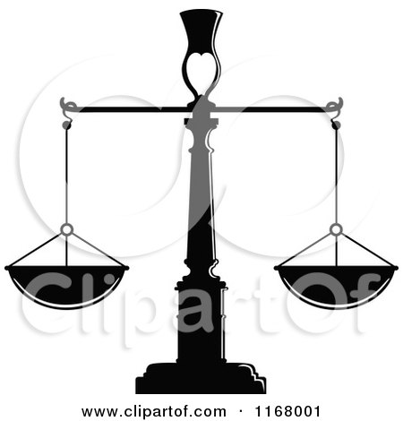 Clipart of Black and White Scales of Justice 2 - Royalty Free Vector Illustration by Vector Tradition SM