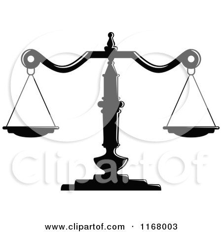 Clipart of Black and White Scales of Justice 3 - Royalty Free Vector Illustration by Vector Tradition SM