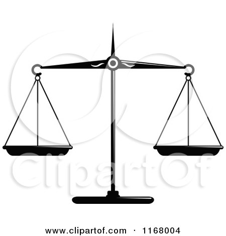 Clipart of Black and White Scales of Justice 4 - Royalty Free Vector Illustration by Vector Tradition SM