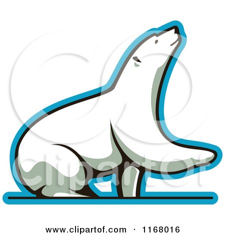 Clipart of a Polar Bear Lifting a Paw - Royalty Free Vector Illustration by Vector Tradition SM