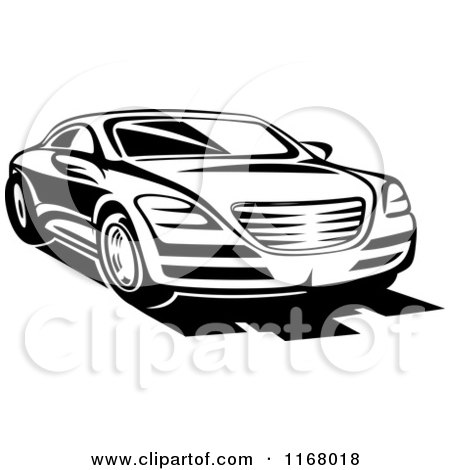 Clipart of a Black and White Sports Car - Royalty Free Vector Illustration by Vector Tradition SM