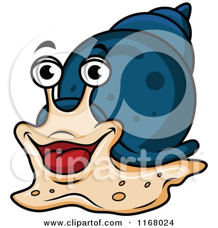 Clipart of a Happy Blue Snail - Royalty Free Vector Illustration by Vector Tradition SM