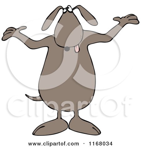 Cartoon of a Brown Dog Standing and Shrugging - Royalty Free Vector Clipart by djart