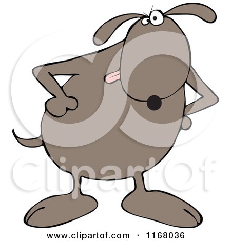 Cartoon of a Brown Dog with His Paws on His Hips - Royalty Free Vector Clipart by djart