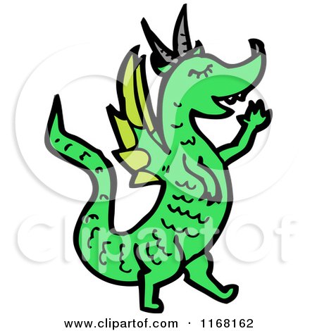 Cartoon of a Green Dragon - Royalty Free Vector Illustration by lineartestpilot