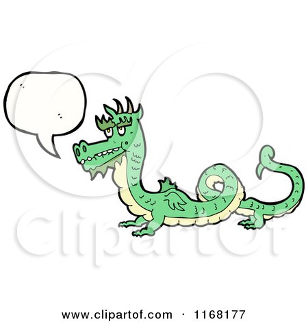 Cartoon of a Talking Green Dragon - Royalty Free Vector Illustration by lineartestpilot