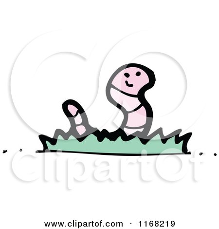 Cartoon of a Pink Earth Worm - Royalty Free Vector Illustration by lineartestpilot