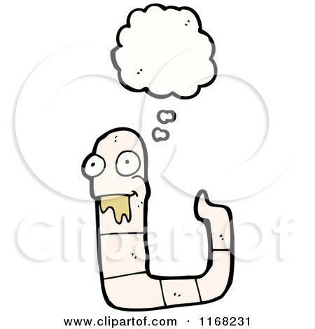 Cartoon of a Thinking White Earth Worm - Royalty Free Vector Illustration by lineartestpilot
