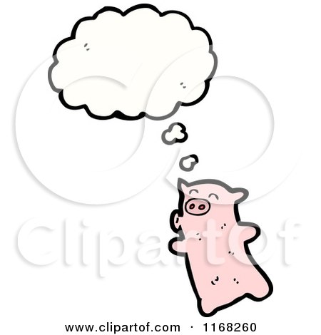 Cartoon of a Thinking Pig - Royalty Free Vector Illustration by lineartestpilot