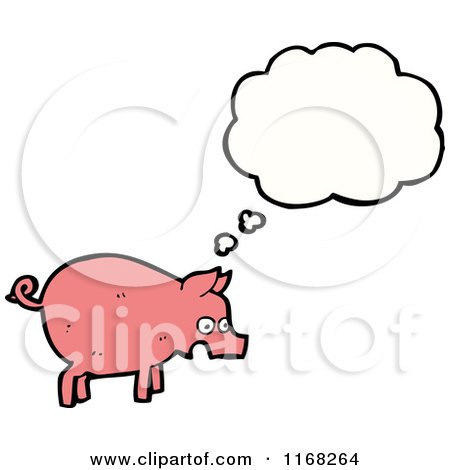 Cartoon of a Thinking Pig - Royalty Free Vector Illustration by lineartestpilot