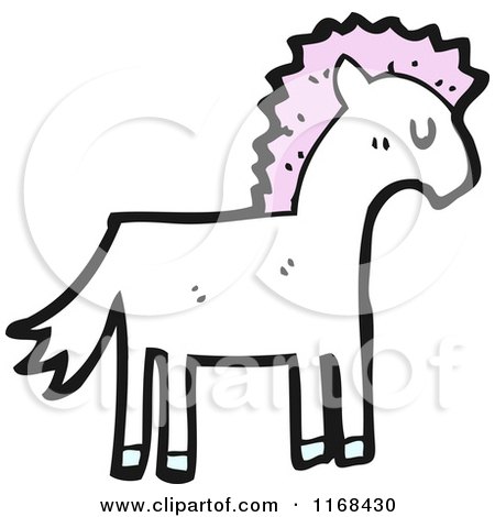 Cartoon of a White and Pink Horse - Royalty Free Vector Illustration by lineartestpilot
