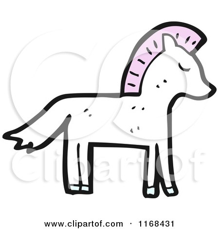 Cartoon of a White and Pink Horse - Royalty Free Vector Illustration by lineartestpilot