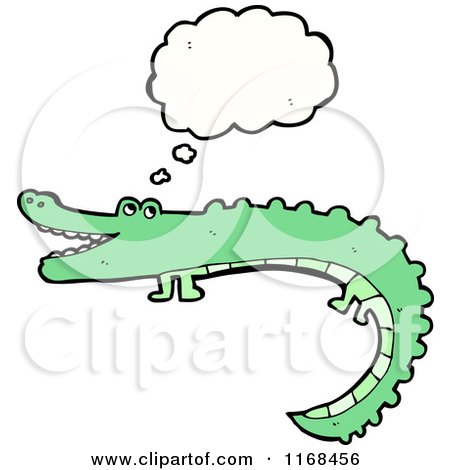 Cartoon of a Thinking Crocodile - Royalty Free Vector Illustration by lineartestpilot