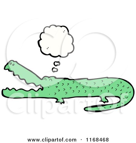 Cartoon of a Thinking Crocodile - Royalty Free Vector Illustration by lineartestpilot