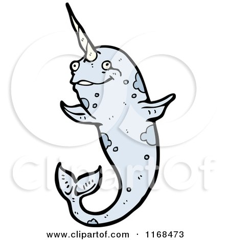 Cartoon of a Narwhal Whale - Royalty Free Vector Illustration by lineartestpilot
