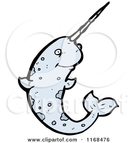 Cartoon of a Narwhal Whale - Royalty Free Vector Illustration by lineartestpilot