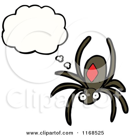 Cartoon of a Thinking Black Widow Spider - Royalty Free Vector Illustration by lineartestpilot