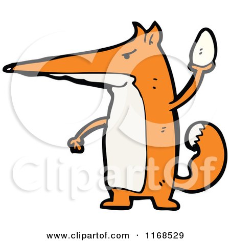 Cartoon of a Fox Holding An Egg - Royalty Free Vector Illustration by lineartestpilot