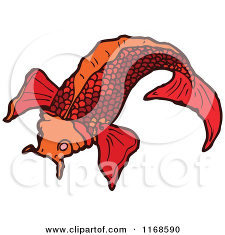 Cartoon of a Red Koi Fish - Royalty Free Vector Illustration by lineartestpilot
