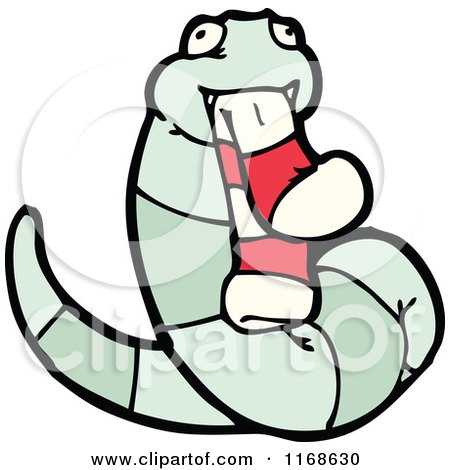 Cartoon of a Snake Eating a Sock - Royalty Free Vector Illustration by lineartestpilot