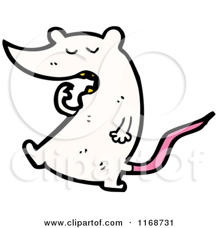 Cartoon of a White Mouse or Rat - Royalty Free Vector Illustration by lineartestpilot