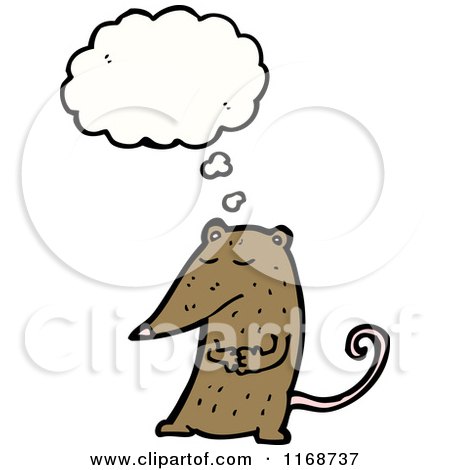 Cartoon of a Thinking Brown Rat - Royalty Free Vector Illustration by lineartestpilot