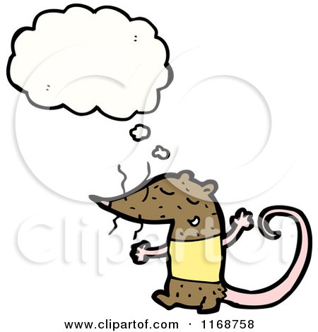 Cartoon of a Thinking Mouse or Rat - Royalty Free Vector Illustration by lineartestpilot
