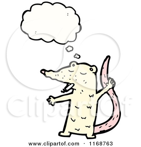 Cartoon of a Thinking White Mouse or Rat - Royalty Free Vector Illustration by lineartestpilot