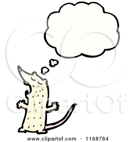 Cartoon of a Thinking White Mouse or Rat - Royalty Free Vector Illustration by lineartestpilot