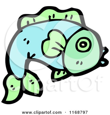 Cartoon of a Blue Fish - Royalty Free Vector Illustration by lineartestpilot