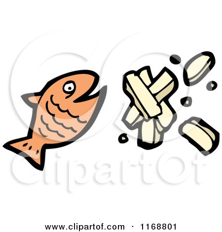 Cartoon of a Fish and Chips - Royalty Free Vector Illustration by lineartestpilot