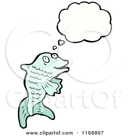 Cartoon of a Thinking Green Fish - Royalty Free Vector Illustration by lineartestpilot