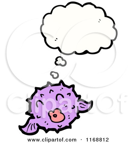Cartoon of a Thinking Blow Fish - Royalty Free Vector Illustration by lineartestpilot