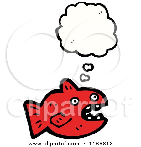 Cartoon of a Thinking Red Fish - Royalty Free Vector Illustration by lineartestpilot