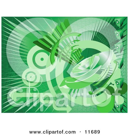 Green Internet Background With a Loud Speaker Clipart Illustration by AtStockIllustration