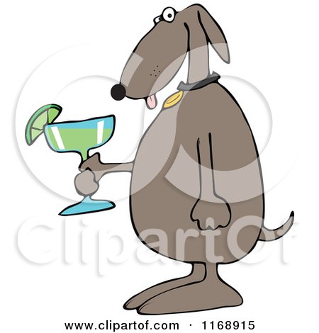 Cartoon of a Dog Holding a Margarita - Royalty Free Vector Clipart by djart
