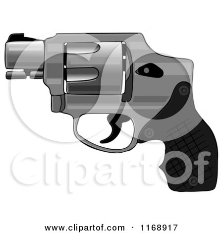 Cartoon of a Compact Hammerless Revolver Gun - Royalty Free Clipart by djart