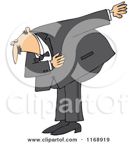 Cartoon of a Formal Caucasian Man Bowing - Royalty Free Vector Clipart by djart