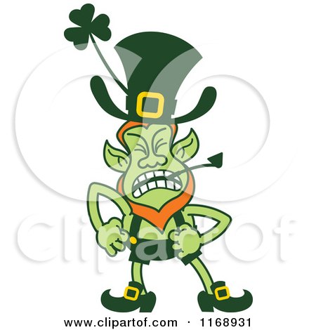 Cartoon of an Angry St Patricks Day Leprechaun - Royalty Free Vector Clipart by Zooco