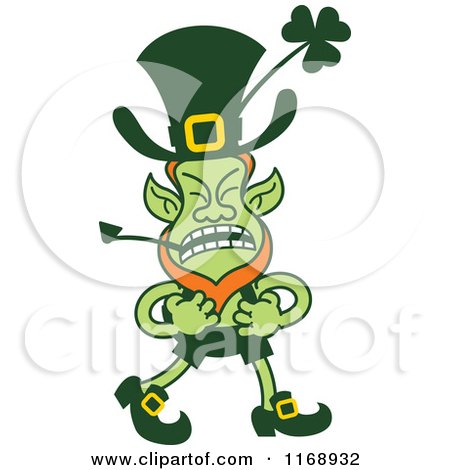 Cartoon of a Fighting St Patricks Day Leprechaun - Royalty Free Vector Clipart by Zooco
