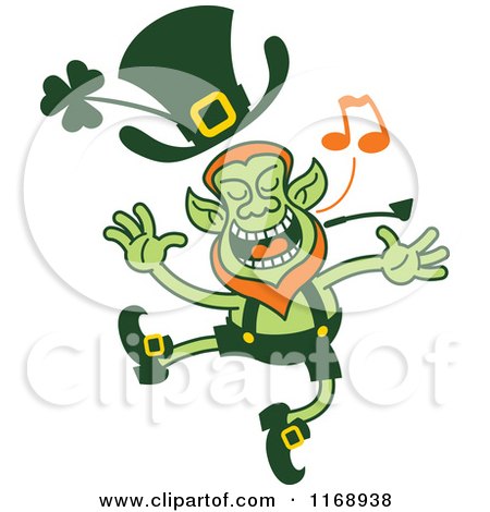 Cartoon of a Singing and Dancing St Patricks Day Leprechaun - Royalty Free Vector Clipart by Zooco