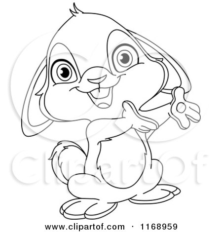 Cartoon of a Black and White Bunny Presenting - Royalty Free Vector Clipart by yayayoyo