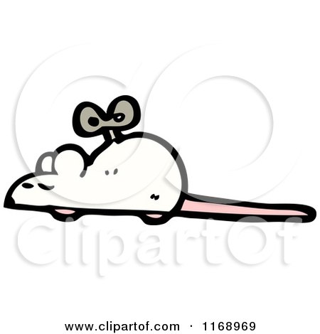 Cartoon of a White Wind up Toy Mouse - Royalty Free Vector Illustration by lineartestpilot