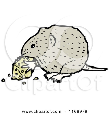 Cartoon of a Mouse Eating Cheese - Royalty Free Vector Illustration by lineartestpilot