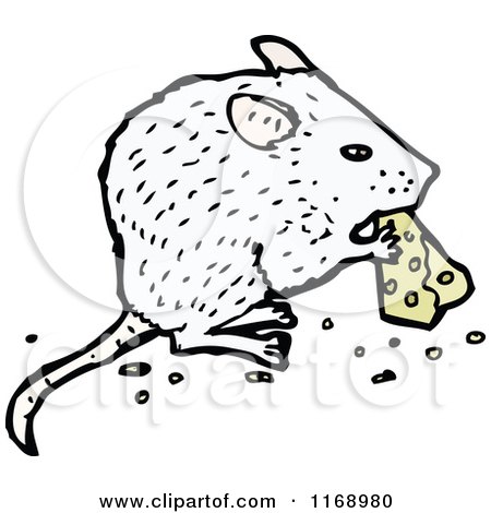 Cartoon of a Mouse Eating Cheese - Royalty Free Vector Illustration by lineartestpilot